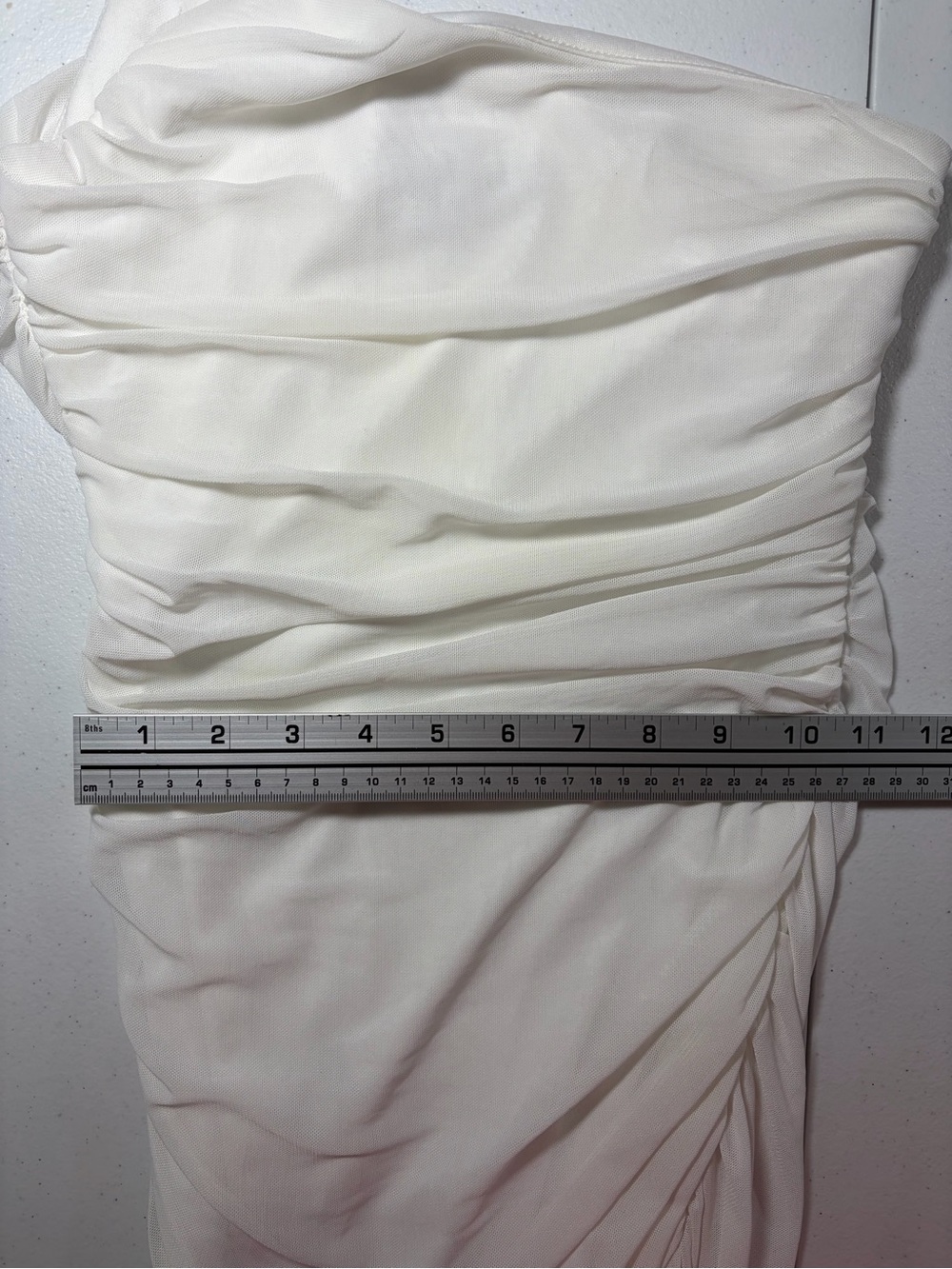 White Ruched One-Shoulder Bodycon Mini Dress (4) - Picture 7 of 11
